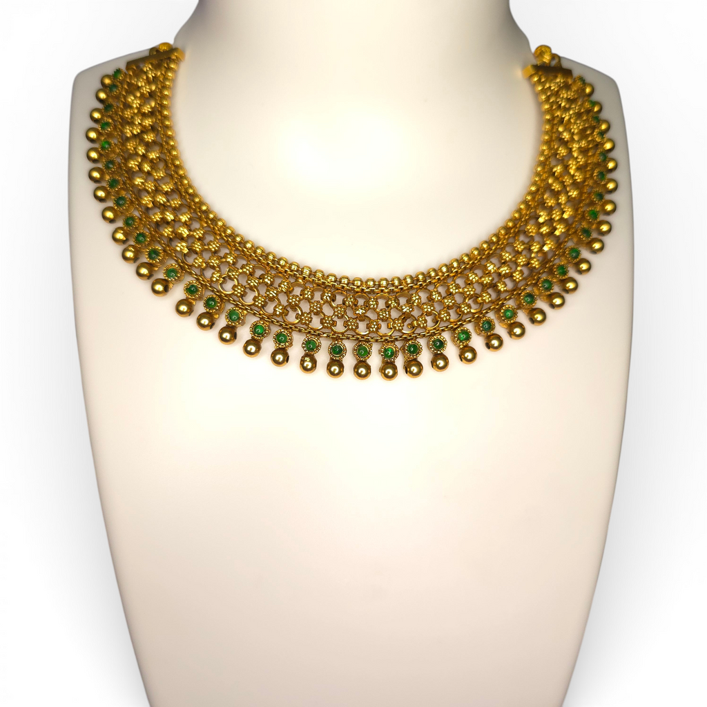 AK00001 - Traditional Choker Necklace Set with Jhumka Earrings