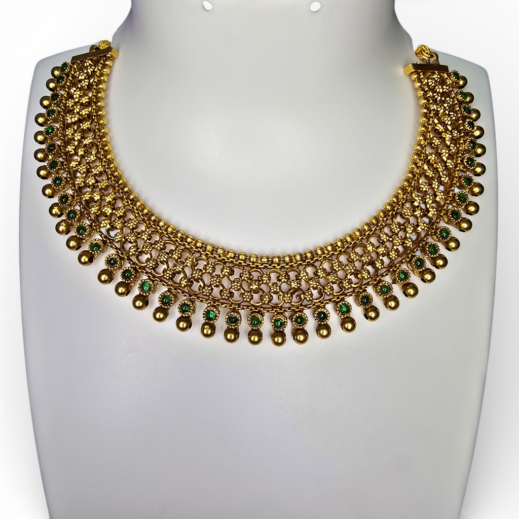 AK00001 - Traditional Choker Necklace Set with Jhumka Earrings