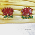 AK00013 - Elegant Meenakari Lotus Necklace & Earring Set