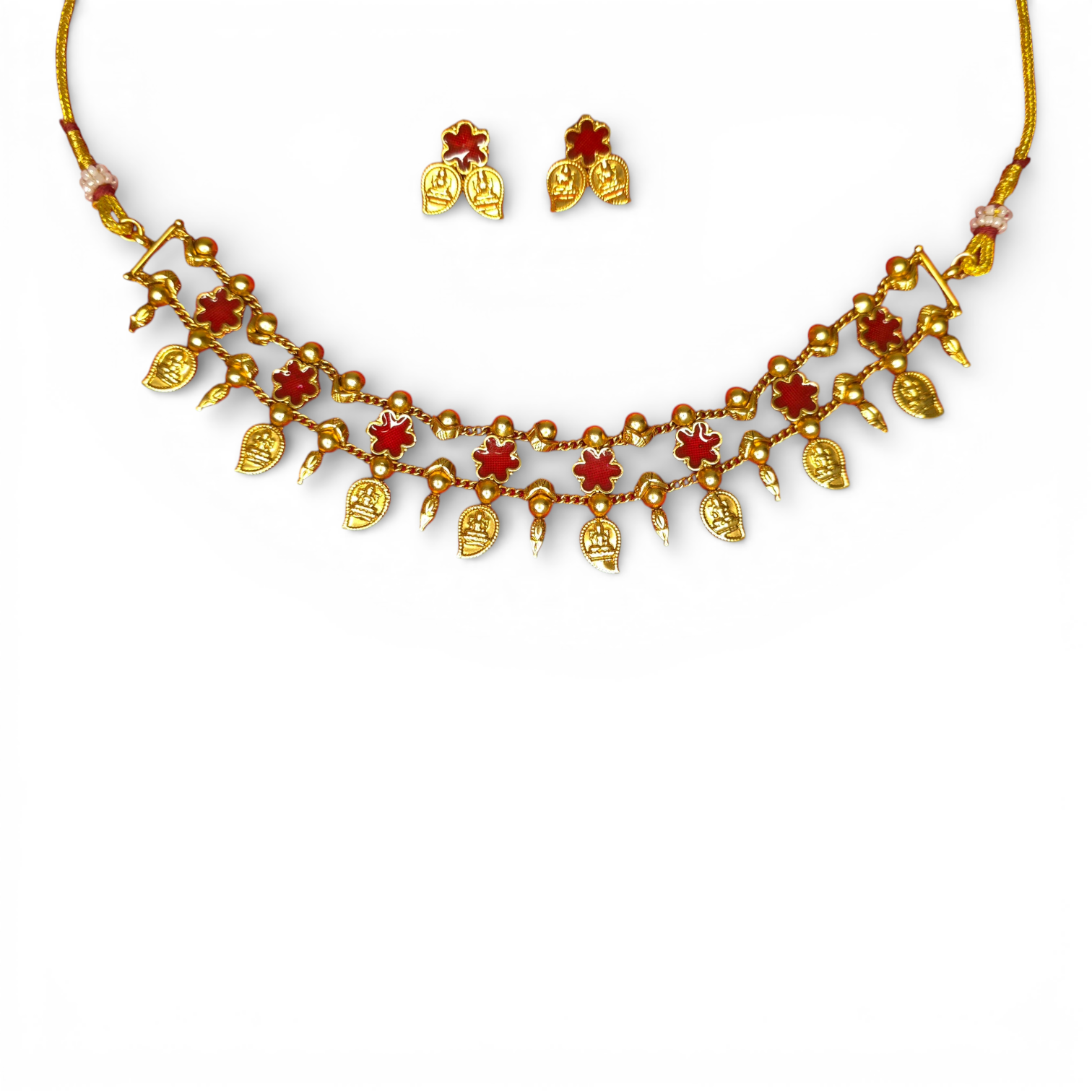 Lakshmi Coin Temple Choker Set with Matching Earrings