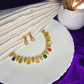 AK00217 - Navaratna-Inspired Multicolored Gemstone Necklace Set