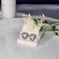 AK00051 - Elegant Swirl Pearl Stud Earrings - Silver Finish