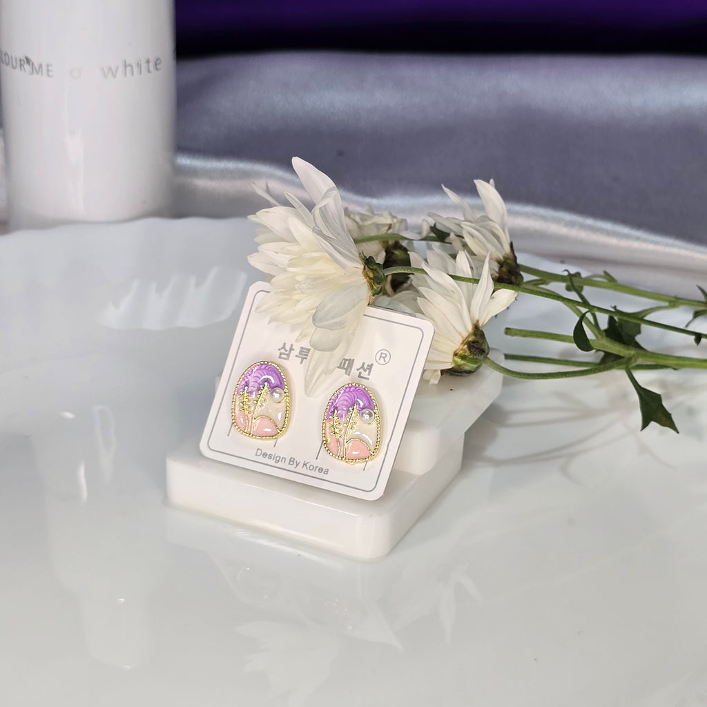 AK00074 - Assorted Landscape Art Pearl Stud Earrings