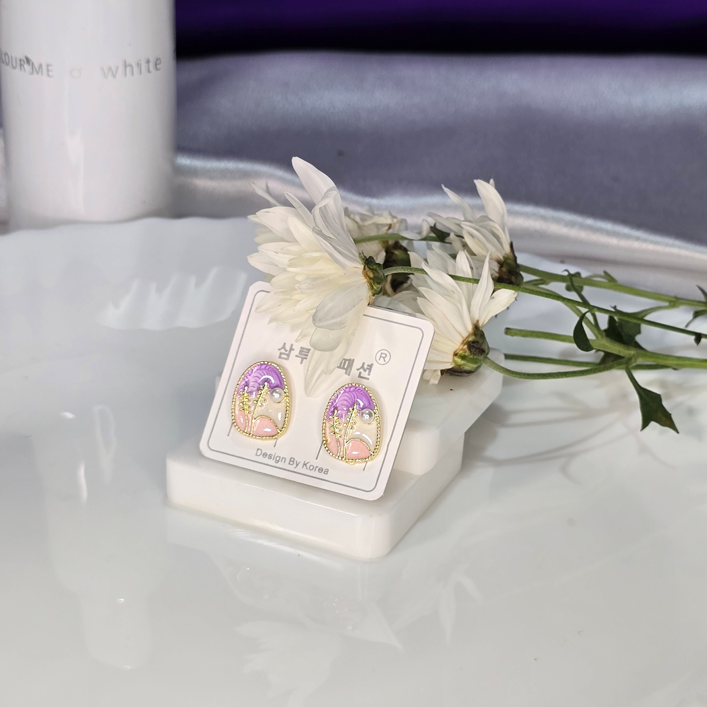 AK00074 - Assorted Landscape Art Pearl Stud Earrings