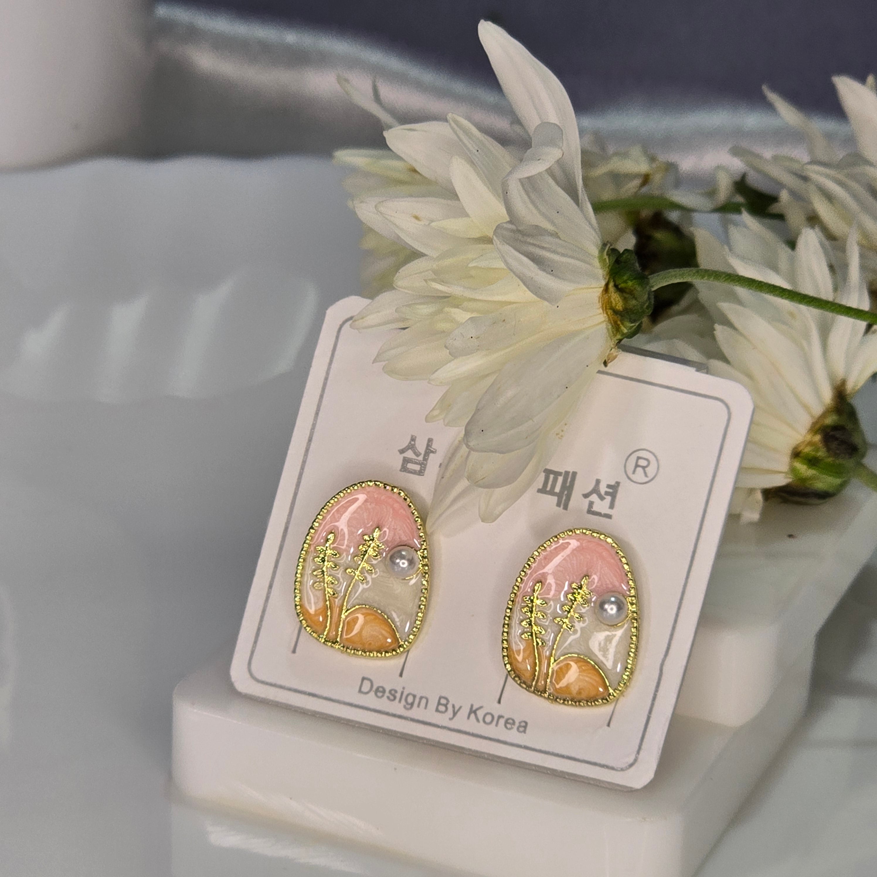 AK00074 - Assorted Landscape Art Pearl Stud Earrings