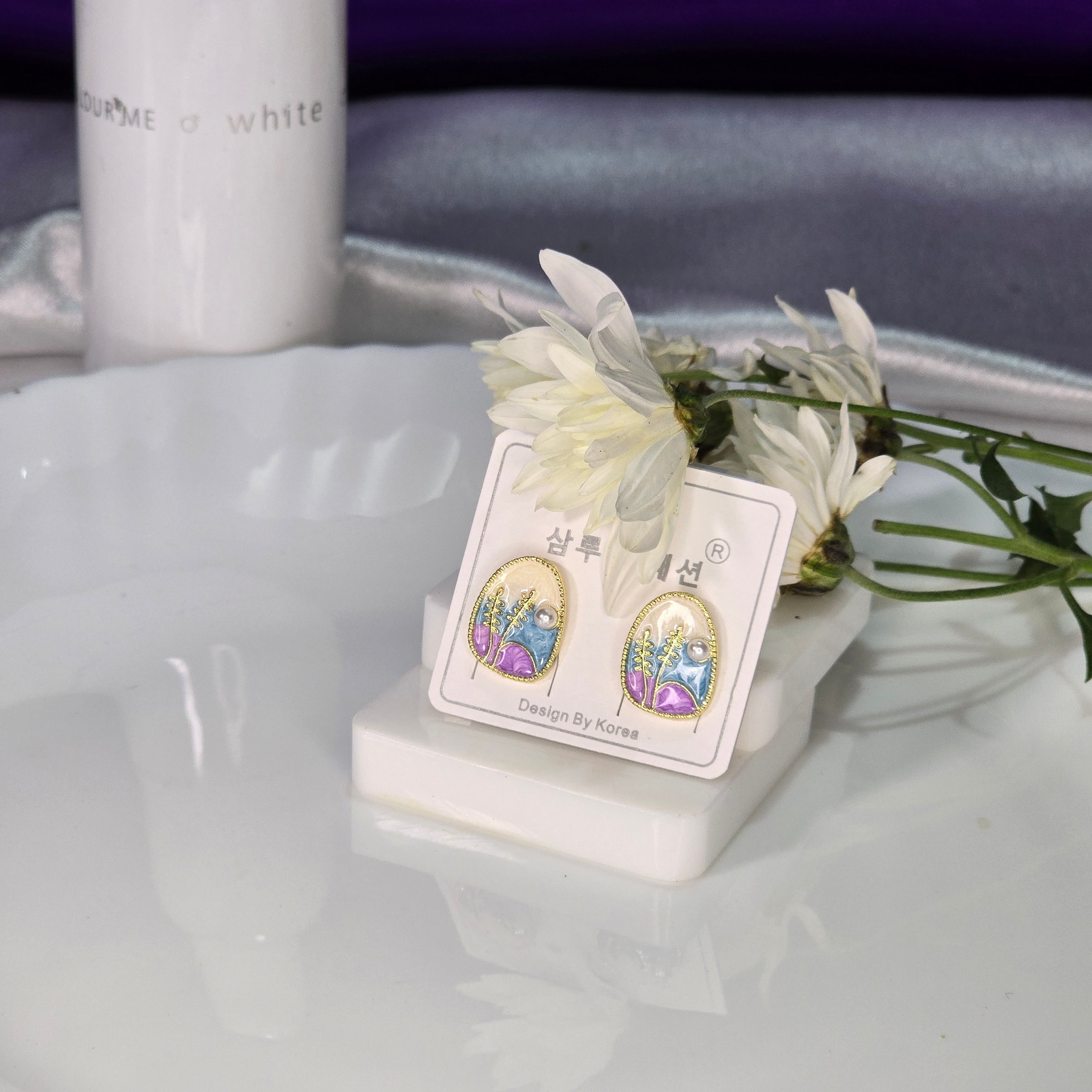 AK00074 - Assorted Landscape Art Pearl Stud Earrings