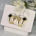 AK00077 - Celestial Charm Hoop Earring Set – Black Clover & Star Studs