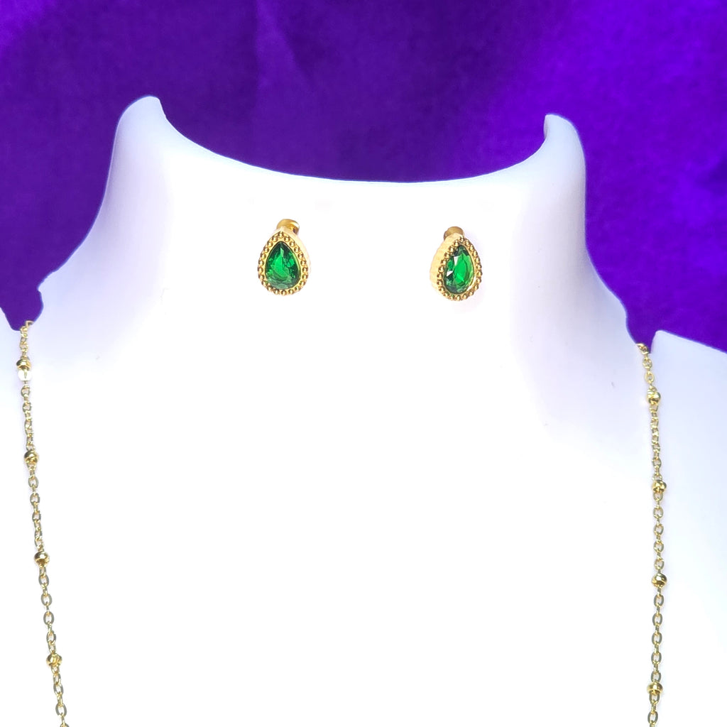 AK00084 - Prism Multicolor Gemstone Station Necklace & Earring Set