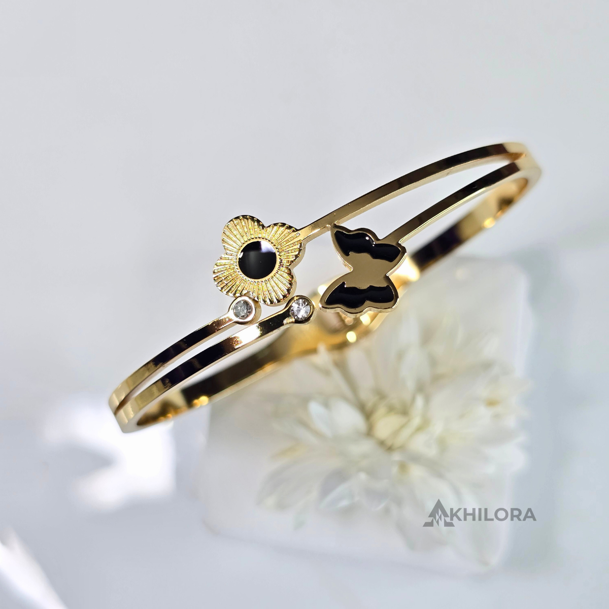 AK00144 - Midnight Blossom & Butterfly Bangle