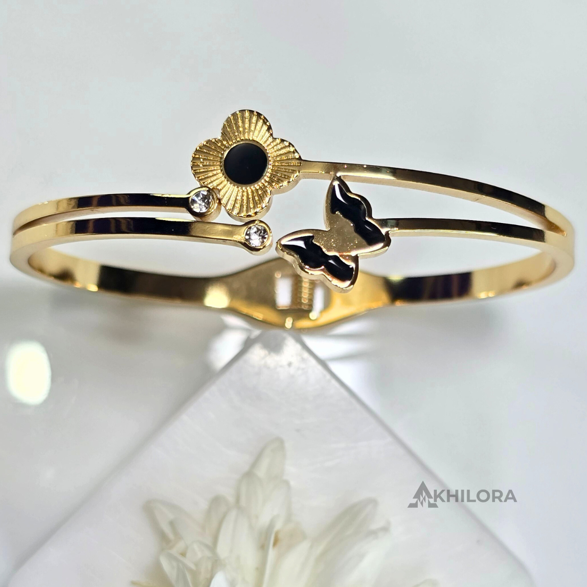 AK00144 - Midnight Blossom & Butterfly Bangle