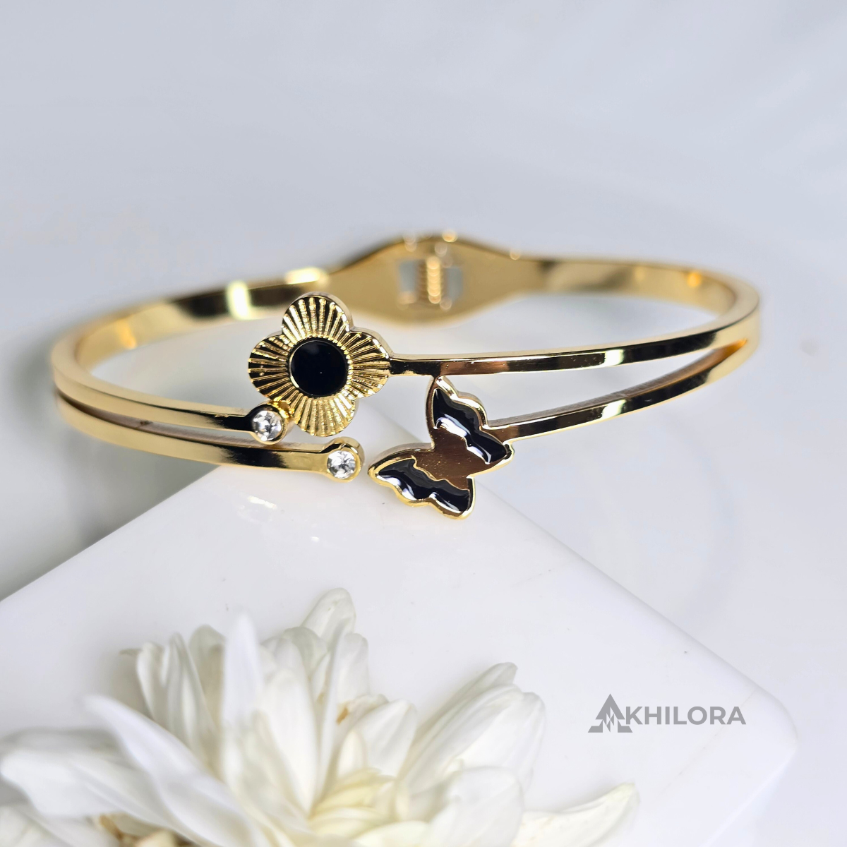 AK00144 - Midnight Blossom & Butterfly Bangle