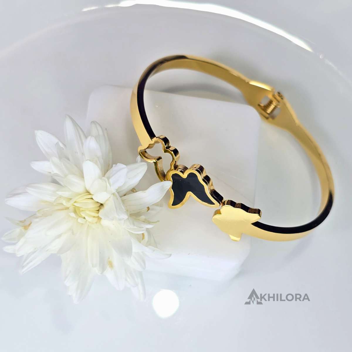 AK00148 - Noir Butterfly Trio Bangle