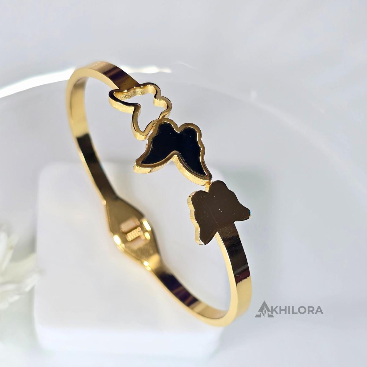 AK00148 - Noir Butterfly Trio Bangle