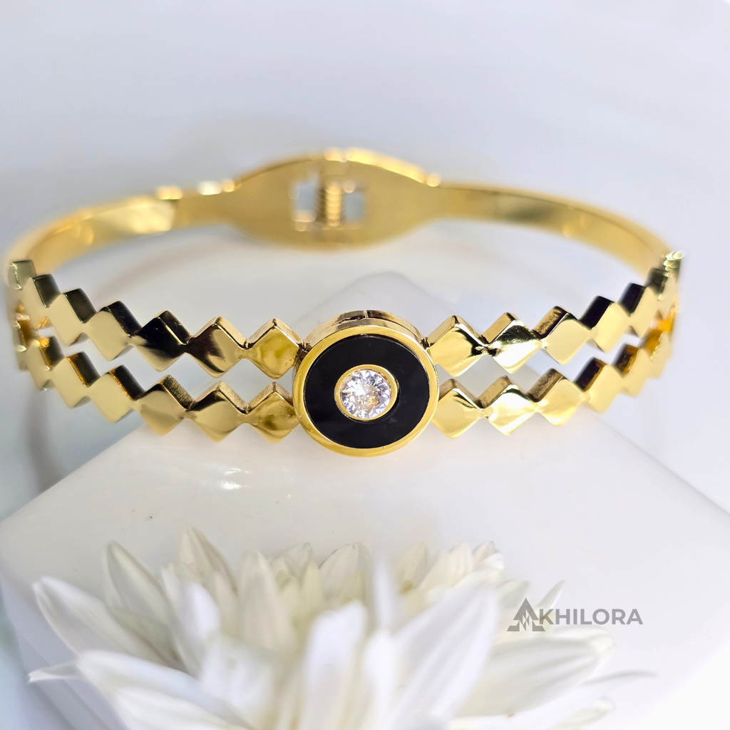 AK00151 - Noir Halo Geometric Bangle