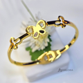 AK00155 - Golden Enamel Trio Butterfly Bangle