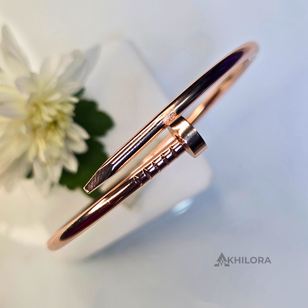 AK00172 - Iconic Nail Motif Rose Gold-Plated Bangle