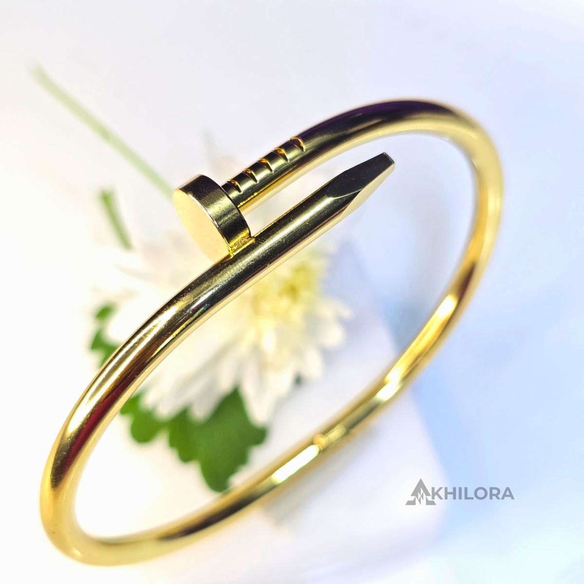 AK00173 - Iconic Nail Motif Gold-Plated Bangle