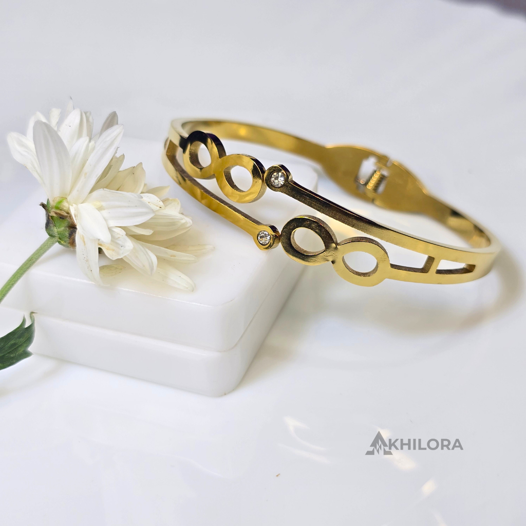 AK00185 - Eternal Infinity Crystal Bangle – 18K Gold Plated