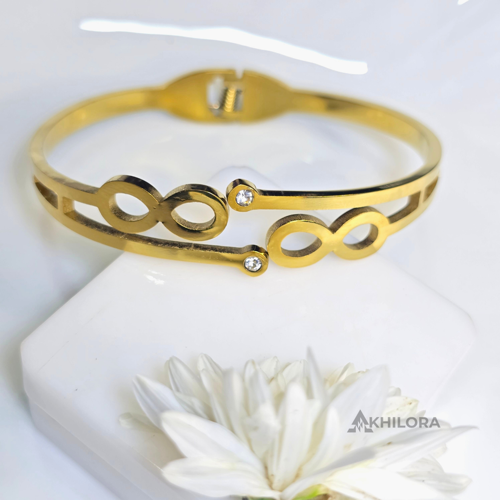 AK00185 - Eternal Infinity Crystal Bangle – 18K Gold Plated