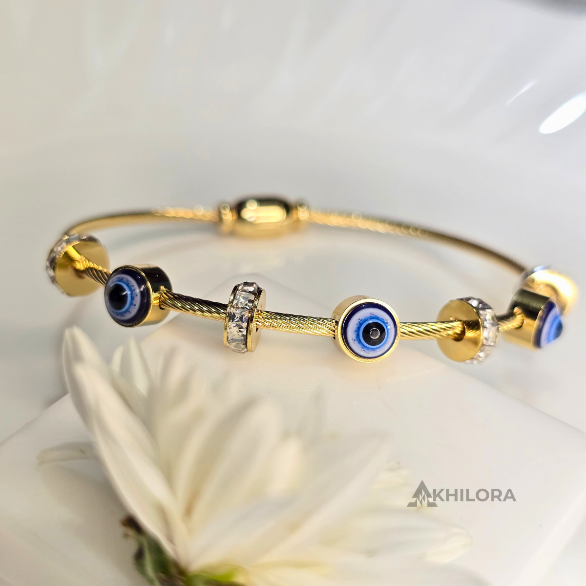 AK00190 - Nazar Evil Eye Cable Bangle