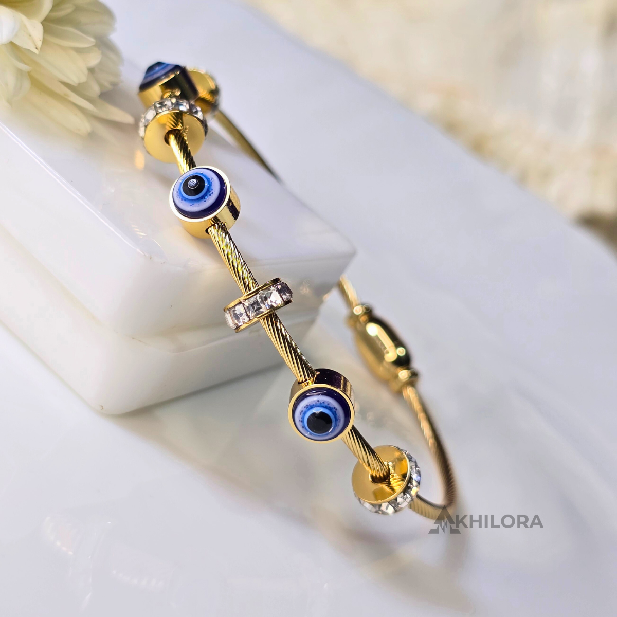 AK00190 - Nazar Evil Eye Cable Bangle