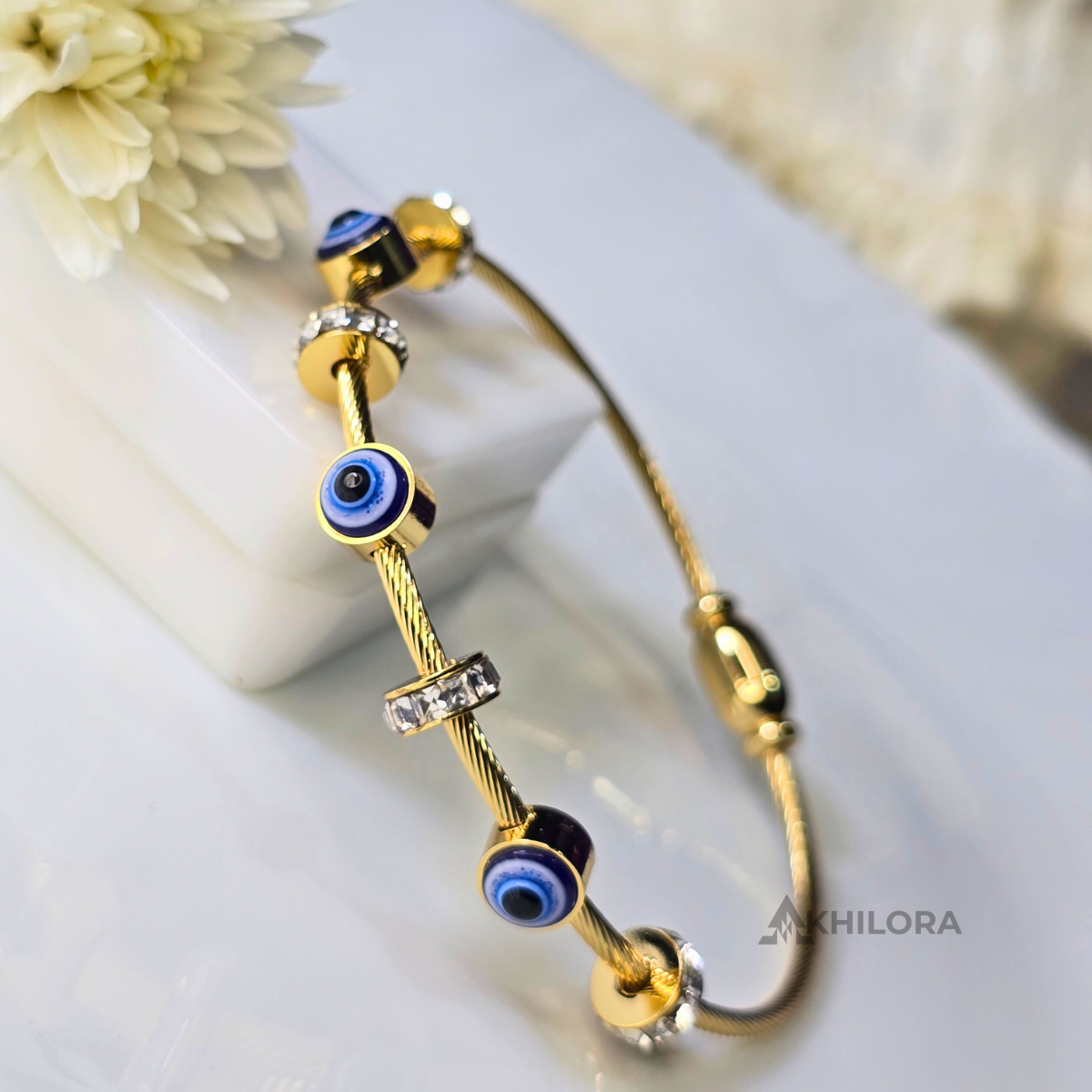 AK00190 - Nazar Evil Eye Cable Bangle