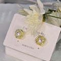 AK00038 - Korean / Vintage-Inspired Pearl & Crystal Stud Earrings