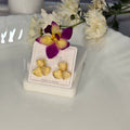 AK00063 - Triple Love Golden Cream Heart Studs