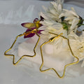 AK00068 - Celestial Star Hoop Earrings – Polished Gold Finish