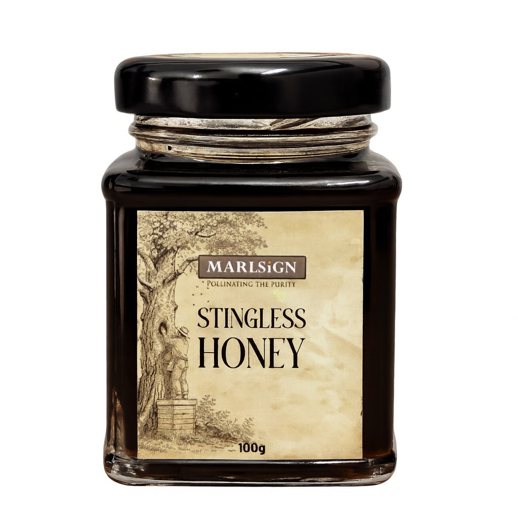 MARLSiGN | CHERUTHEN | Kerala Organic Stingless Honey From Western Ghats | Sourced From Wild Small Medicinal Plants | Mother Medicine | Small Bees| Pure Honey | (100g)