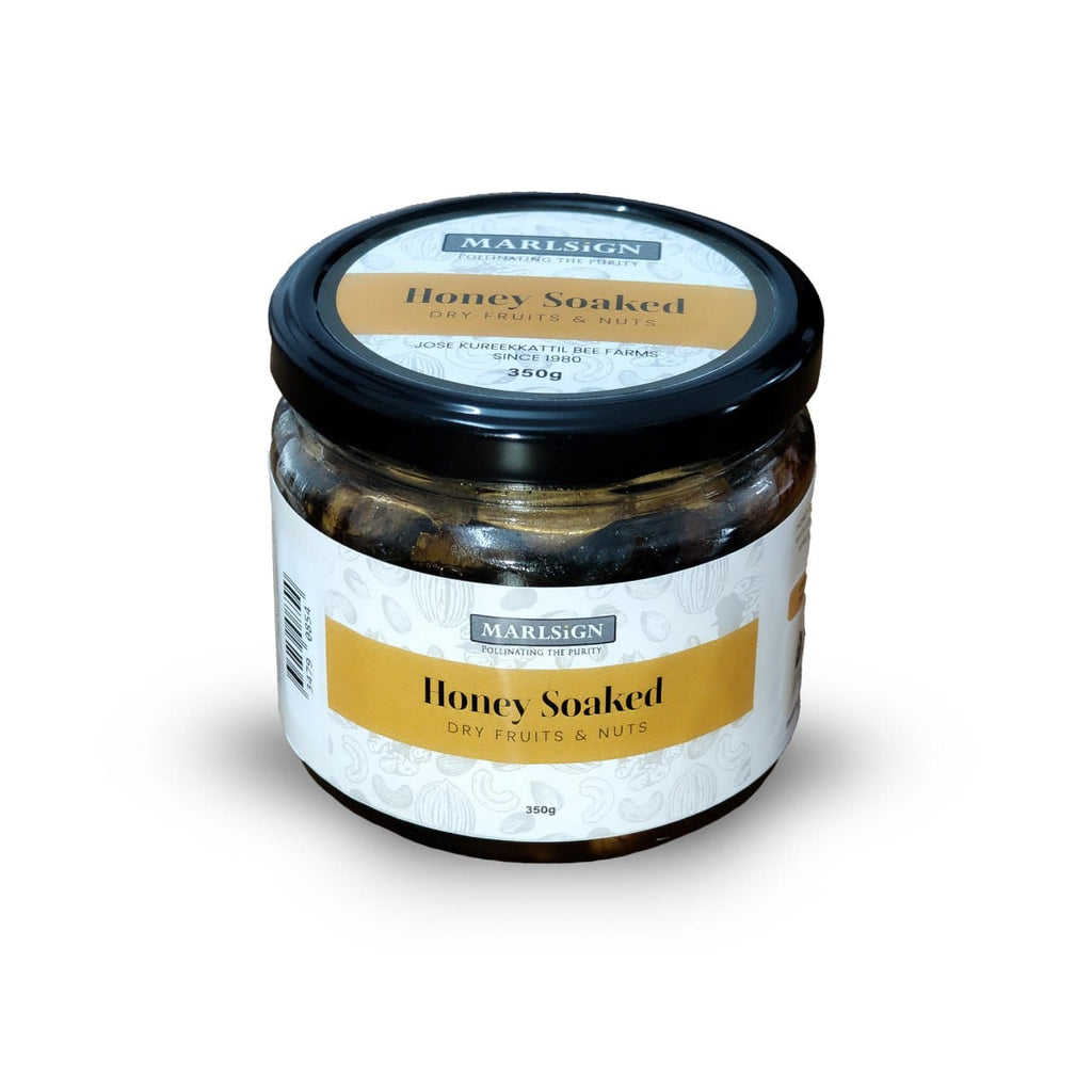 MARLSiGN Honey Soaked Dryfruits and Nuts | Natural Honey | Cashews | Almonds | Pistachios | Walnuts | Raisins | Fig | Healthy Snacks | Nutritious Super Food Mix | Natural Antioxidants | Premium Dryfruits & Nuts | Pure & Organic Farmmade Honey (350g)